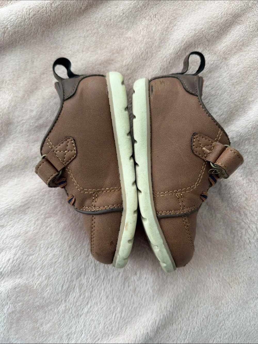 Stride Rite Brown Leather-Look Kids Hook-and-Loop Shoes